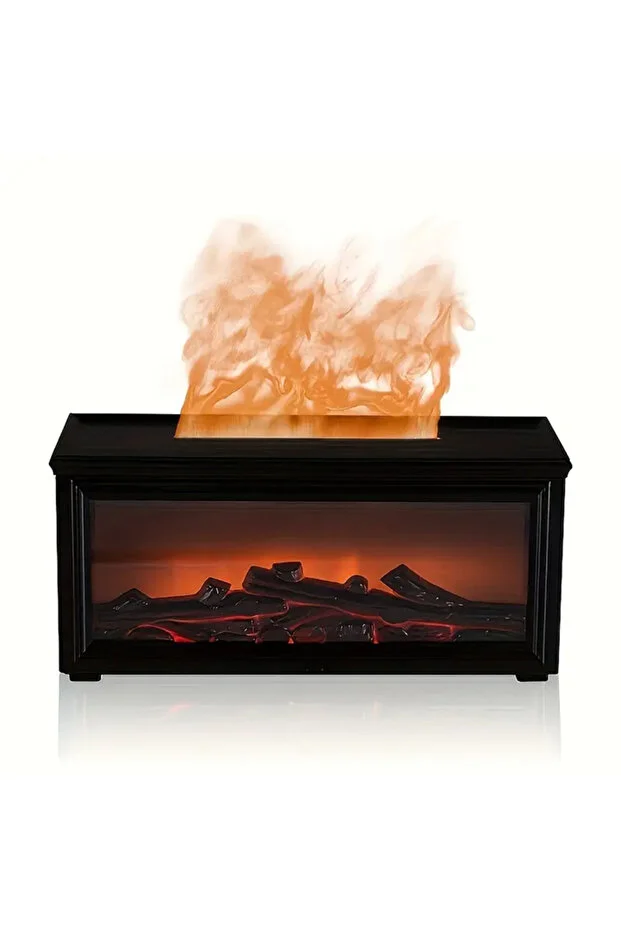 A4 Şömine Esintili Aromaterapi Difüzörü Ultrasonik Hava Nemlendici SİYAH